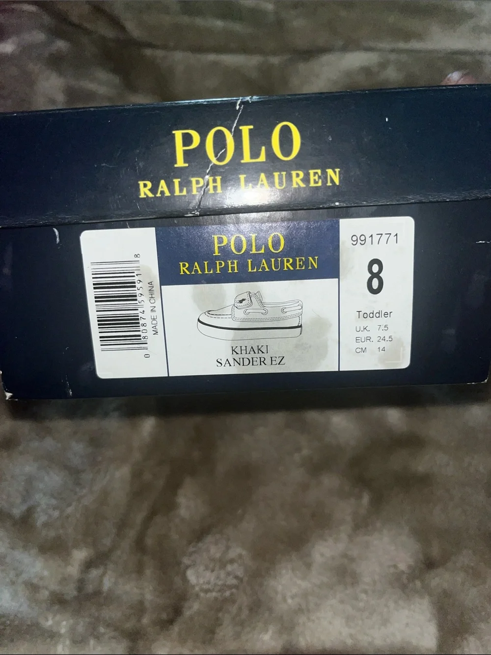 Polo by Ralph Lauren Kids Tan Canvas Moccasins with Orange Insole
